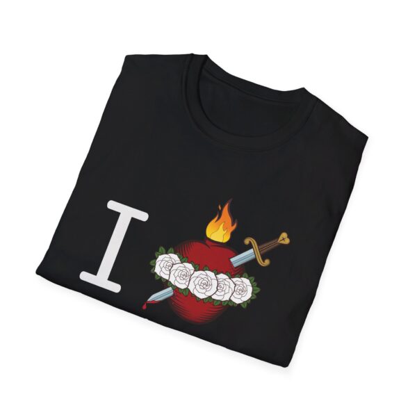 Folded black I heart Mary t-shirt