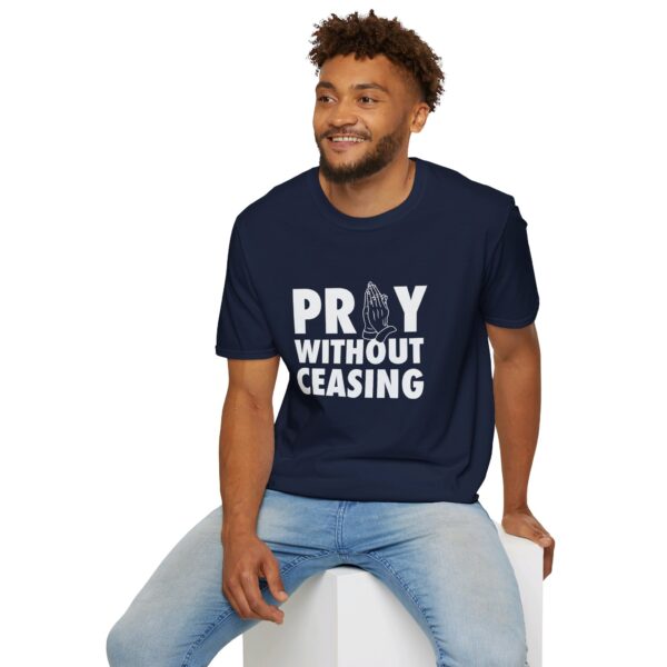 navy pray without ceasing tshirt