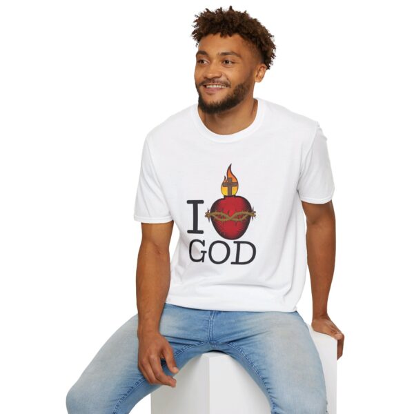 Man wearing white I heart God t-shirt