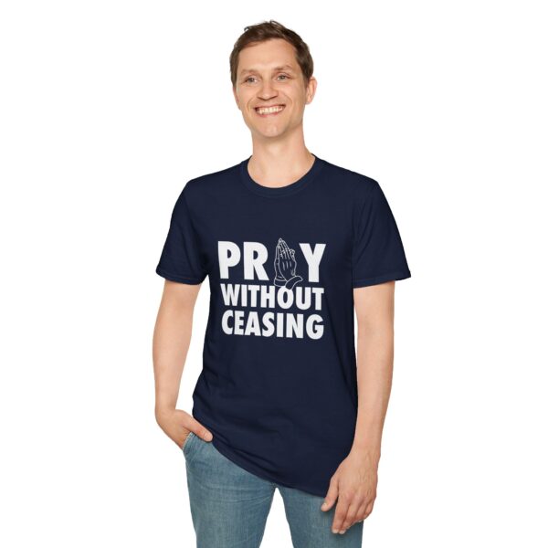 navy pray without ceasing tshirt