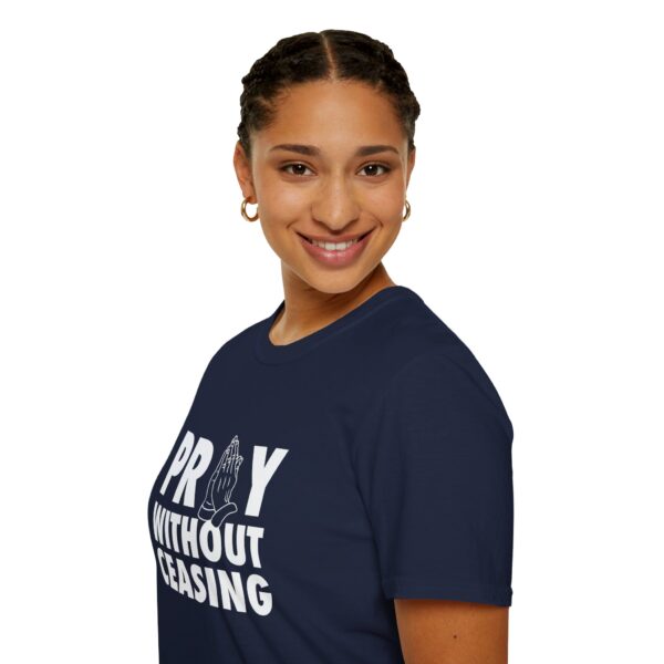 navy pray without ceasing tshirt